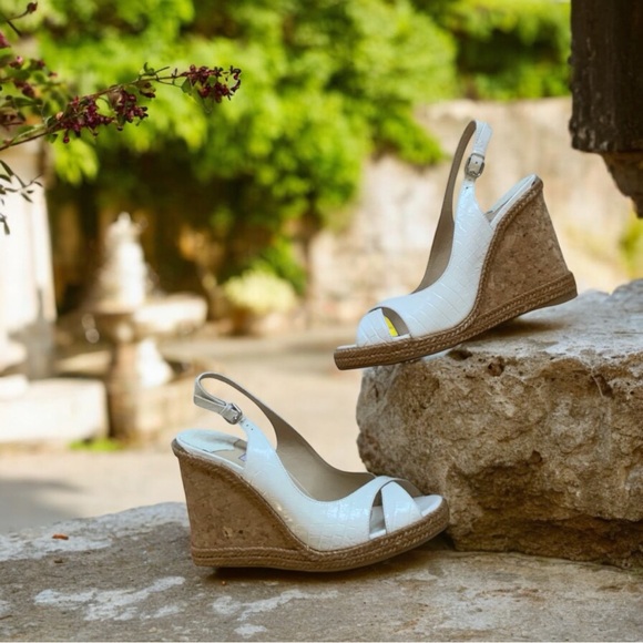 NIB Jimmy Choo Amely Leather Slingback Wedge Heels Size 39 $550